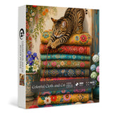 Colorful Cloth and Cat Jigsaw Puzzle 1000 Pieces