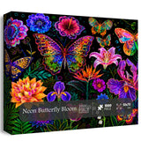 Neon Butterfly Bloom Jigsaw Puzzle 1000 Pieces