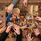 Chess with Kitty Jigsaw Puzzle 1000 Pieces