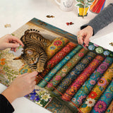 Colorful Cloth and Cat Jigsaw Puzzle 1000 Pieces