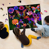 Neon Butterfly Bloom Jigsaw Puzzle 1000 Pieces