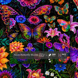 Neon Butterfly Bloom Jigsaw Puzzle 1000 Pieces