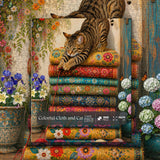 Colorful Cloth and Cat Jigsaw Puzzle 1000 Pieces