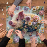 Quilled Floral Pig Jigsaw Puzzle 1000 Pieces