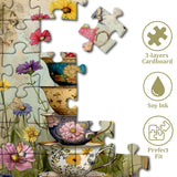 Vintage Flower Cup Jigsaw Puzzle 1000 Pieces