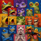 Colorful Frog Faces Jigsaw Puzzle 1000 Pieces