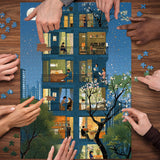 Nightlife In The Building Jigsaw Puzzle 1000 Pieces