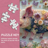 Quilled Floral Pig Jigsaw Puzzle 1000 Pieces
