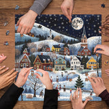 Moonlit Winter Town Jigsaw Puzzle 1000 Pieces