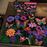 Neon Butterfly Bloom Jigsaw Puzzle 1000 Pieces
