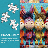 Quilted Donkeys Jigsaw Puzzle 1000 Pieces