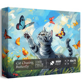 Cat Chasing Butterfly Jigsaw Puzzle 1000 Pieces